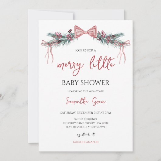 Merry Little Baby shower Kaart (Voorkant)