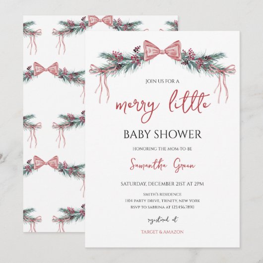 Merry Little Baby shower Kaart (Voorkant / Achterkant)