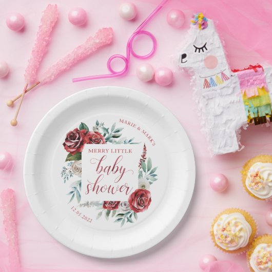 Merry Little Baby shower kerstBorden Papieren Bordje (Feest)
