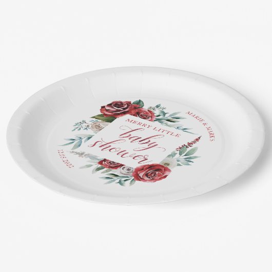 Merry Little Baby shower kerstBorden Papieren Bordje (Gekanteld)