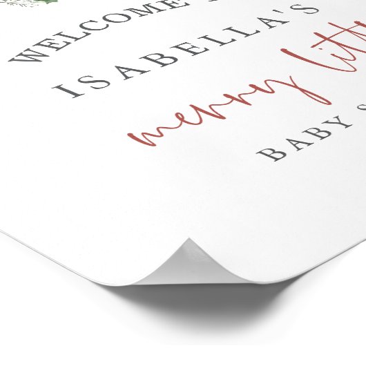 Merry Little Baby shower Kerstkrans Welkom Poster (Hoek)