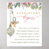 Merry Little Baby shower Late Night Luiers Sign Poster (Voorkant)