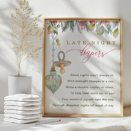Merry Little Baby shower Late Night Luiers Sign Poster