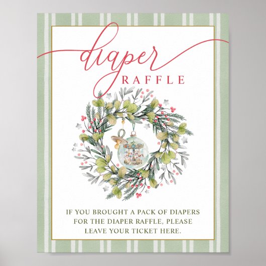 Merry Little Baby shower Luier Raffle Sign Poster (Voorkant)
