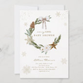 Merry Little Baby shower Neutral Bow Wreath Kaart (Voorkant)