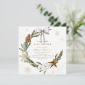 Merry Little Baby shower Neutral Wreath Kaart (Staand voorkant)