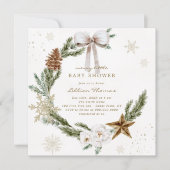 Merry Little Baby shower Neutral Wreath Kaart (Voorkant)