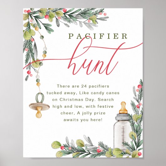Merry Little Baby shower Pacifier Hunt Sign Poster (Voorkant)