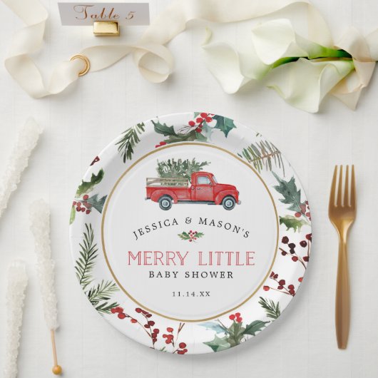 Merry Little Baby shower Paper Bord Red Truck (Huwelijk)