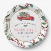 Merry Little Baby shower Paper Bord Red Truck (Voorkant)