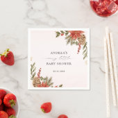 Merry Little Baby Shower Pink Red & Gold Christmas Servet (Insitu)