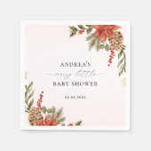 Merry Little Baby Shower Pink Red & Gold Christmas Servet (Voorkant)