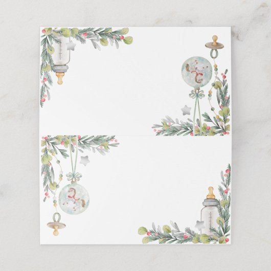 Merry Little Baby shower Place Card / Eetlabel Plaatskaartje (Buitenkant ongevouwen)