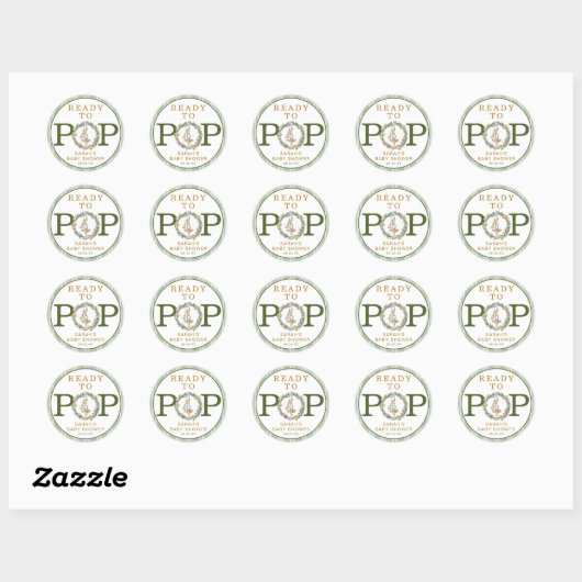 Merry Little Baby shower "Ready to Pop" Ronde Sticker (Vel)