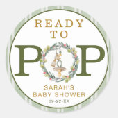 Merry Little Baby shower "Ready to Pop" Ronde Sticker (Voorkant)