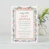 Merry Little Baby Shower Red Bow Christmas Kaart (Staand voorkant)