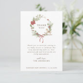 Merry Little Baby shower Red Bow Krans Bedankkaart (Staand voorkant)