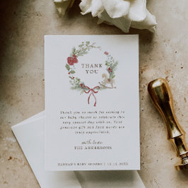 Merry Little Baby shower Red Bow Krans Bedankkaart