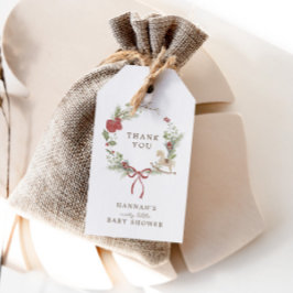 Merry Little Baby shower Red Bow Krans Cadeaulabel