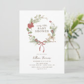 Merry Little Baby shower Red Bow Krans Kaart (Staand voorkant)