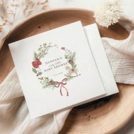 Merry Little Baby shower Red Bow Krans Servet