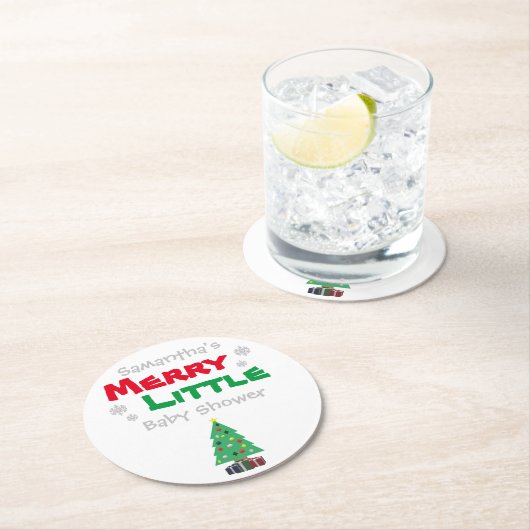 Merry Little Baby shower Ronde Kartonnen Onderzetter (Insitu)