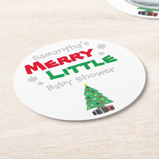 Merry Little Baby shower Ronde Kartonnen Onderzetter (Gebogen)