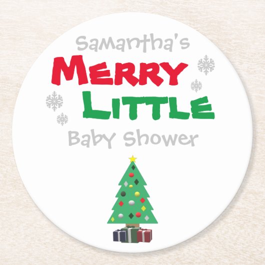 Merry Little Baby shower Ronde Kartonnen Onderzetter (Voorkant)