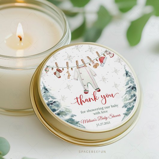 Merry Little Baby shower Ronde Sticker