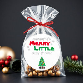 Merry Little Baby shower Ronde Sticker