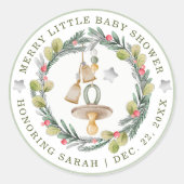 Merry Little Baby shower ronde Stickers (Voorkant)