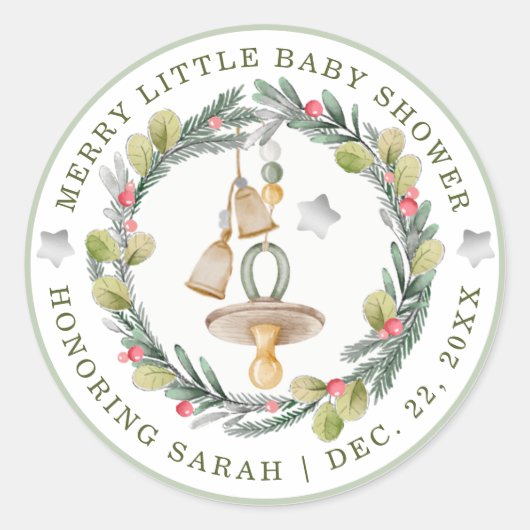 Merry Little Baby shower ronde Stickers (Voorkant)