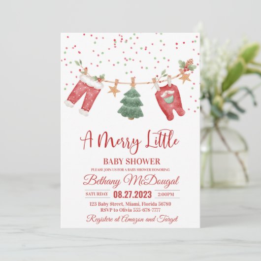Merry Little Baby Shower Santa Baby Kaart (Staand voorkant)