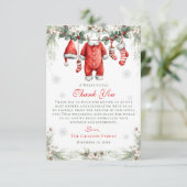 Merry Little Baby Shower Santa Clothesline Bedankkaart (Staand voorkant)