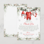 Merry Little Baby Shower Santa Clothesline Bedankkaart (Voorkant / Achterkant)