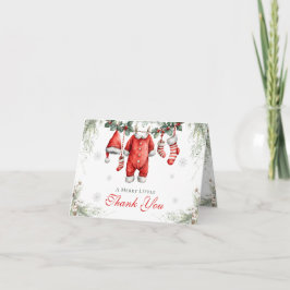 Merry Little Baby Shower Santa Clothesline Bedankkaart