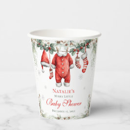 Merry Little Baby Shower Santa Clothesline Papieren Bekers