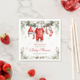 Merry Little Baby Shower Santa Clothesline Servet