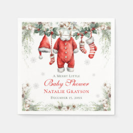 Merry Little Baby Shower Santa Clothesline Servet
