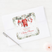 Merry Little Baby Shower Santa Clothesline Vierkante Sticker (Envelop)