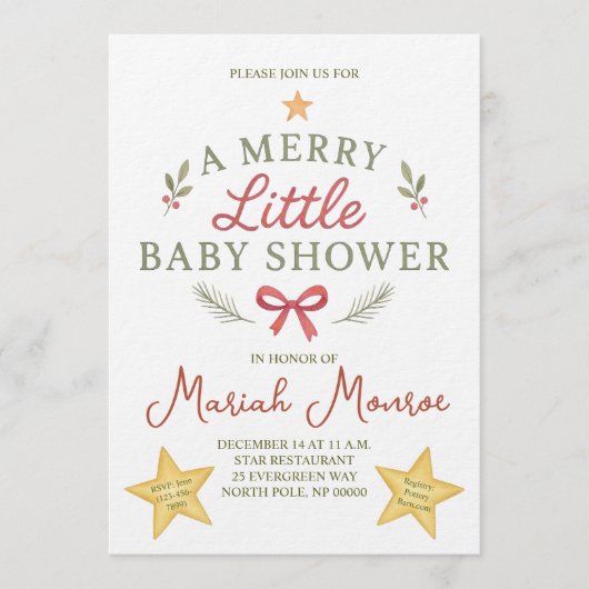 Merry Little Baby Shower Uitnodiging (Voorkant)