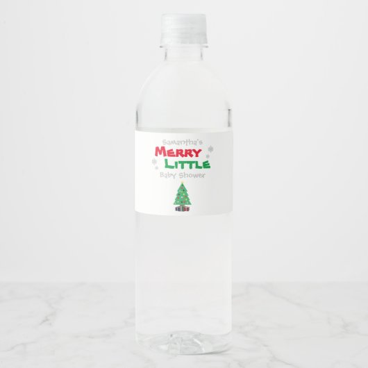 Merry Little Baby shower Waterfles Etiket (Voorkant)