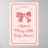 Merry Little Baby Shower Welcome Sign with Bow Poster (Voorkant)
