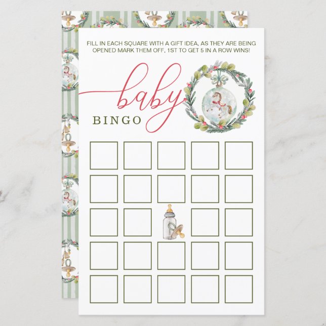 Merry Little Baby Shower Winter Baby Bingo Game (Voorkant / Achterkant)