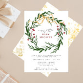 Merry Little Baby Shower Winter Botanical & Gold Kaart