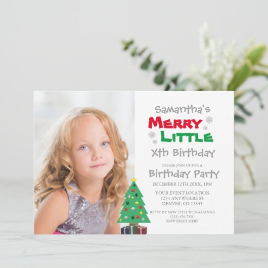 Merry Little Birthday Kaart (Staand voorkant)