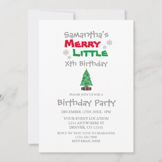 Merry Little Birthday Kaart (Voorkant)