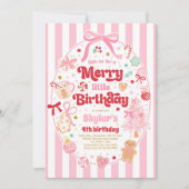 Merry Little Birthday Party Christmas Coquette Bow Kaart (Voorkant)