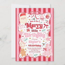 Merry Little Birthday Party Christmas Coquette Bow Kaart
