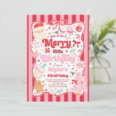 Merry Little Birthday Party Christmas Coquette Bow Kaart (Staand voorkant)